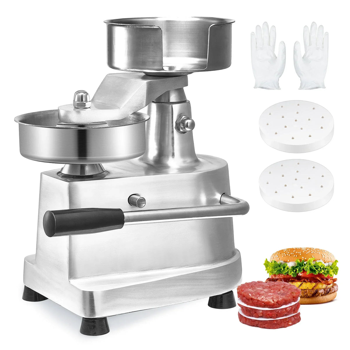 Commercial Burger Patty Maker, 130mm/5inch Hamburger Beef Patty Maker,Food-Grade Stainless Steel Bowl Burger Press Machine