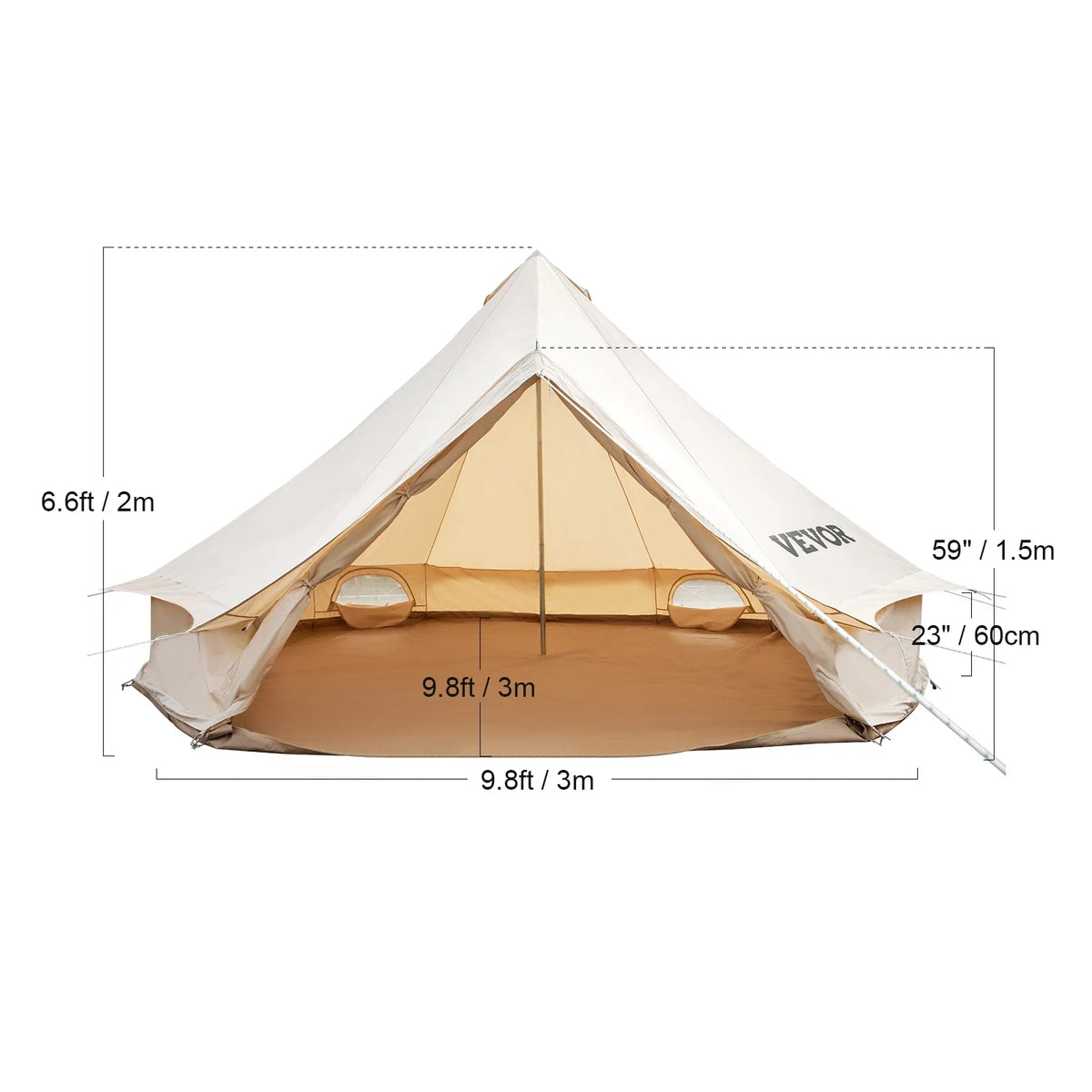 Canvas Bell Tent 4 Seasons Canvas Tent for Camping with Stove Jack Breathable Tent Family Camping Outdoor Hunting Party