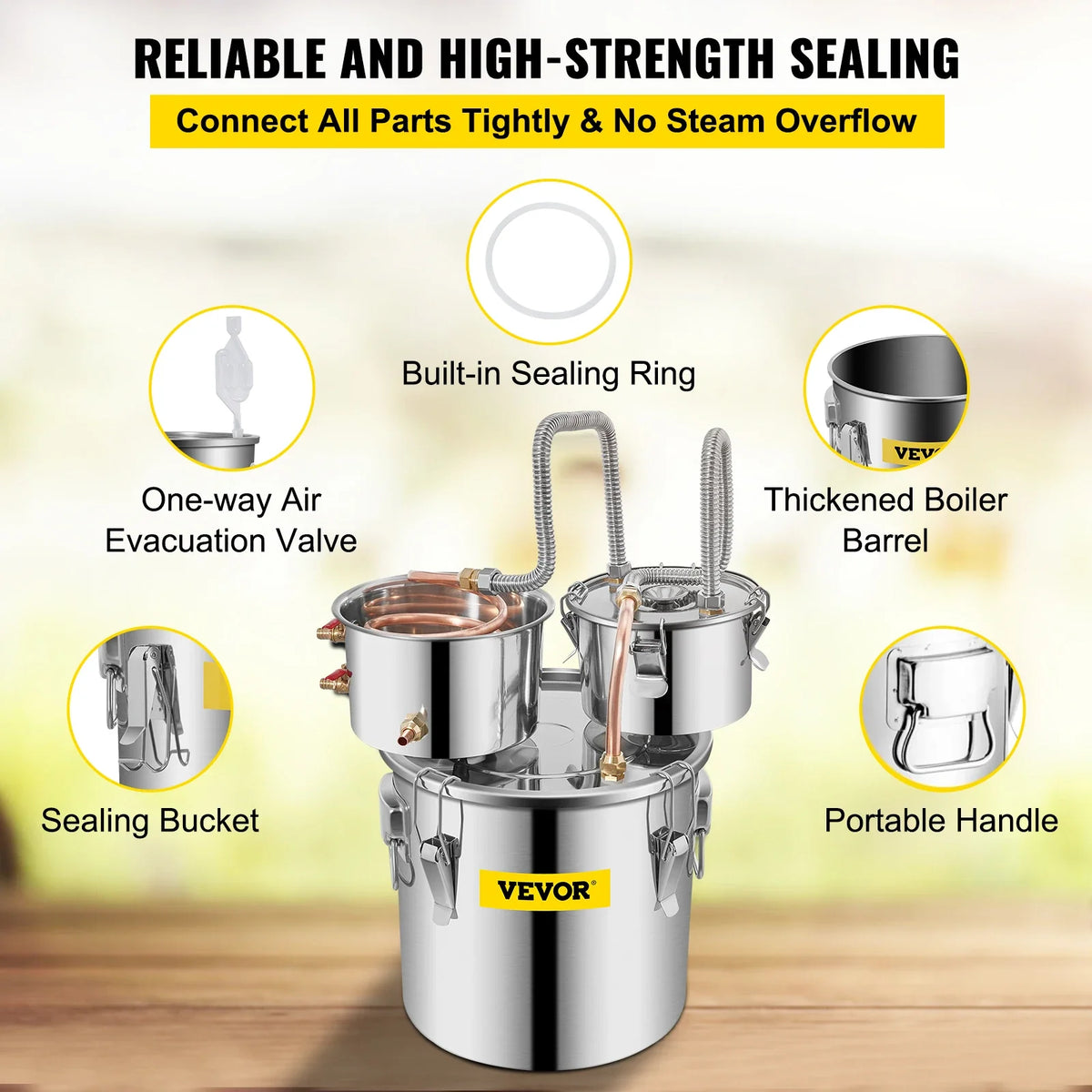 3/5/8 Gal Alcohol Still, Water Alcohol Distiller Copper Tube With Circulating Pump Home Brewing Kit Build-in Thermometer