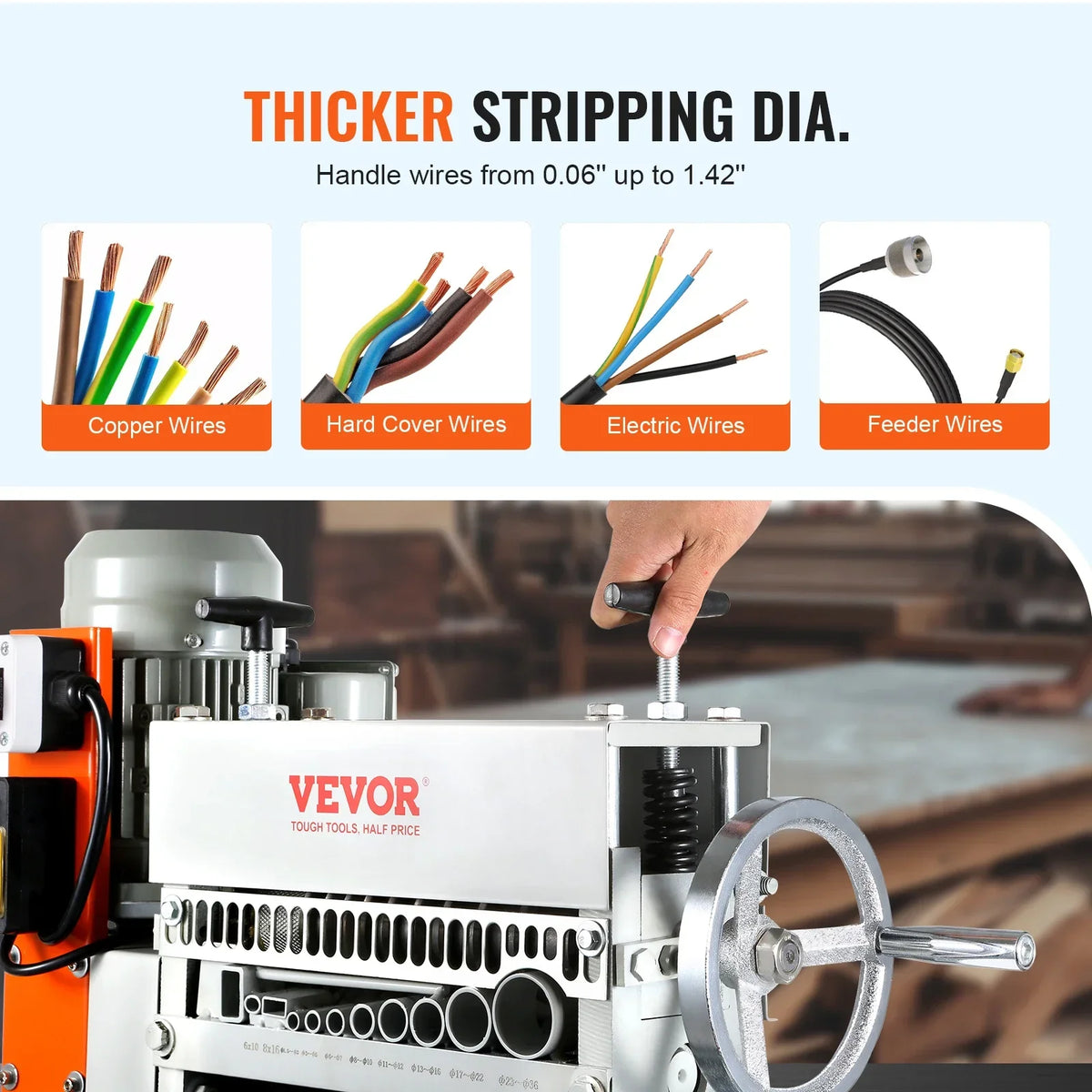 Electric / Manual Wire Stripping Machine Cable Stripper Wire Peeler 370W 1.5-36mm 11 Channels for Scrap Copper Recycling