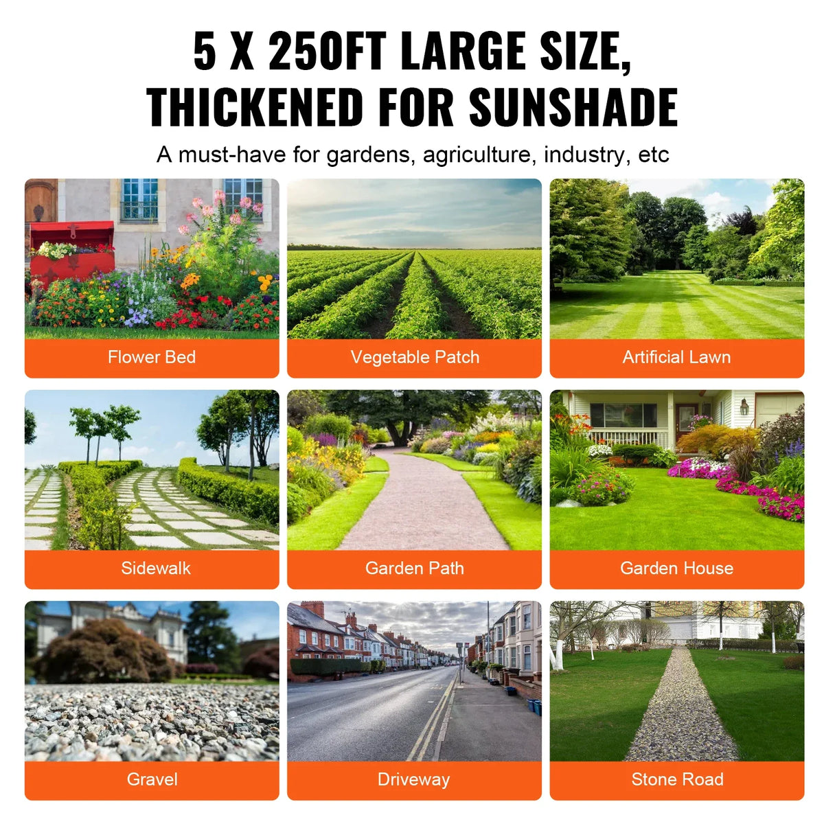 5FTx250FT Weed Barrier Landscape Fabric, 5OZ Woven Geotextile Fabric for Weed Blocker Weed Mat, Driveway Fabric