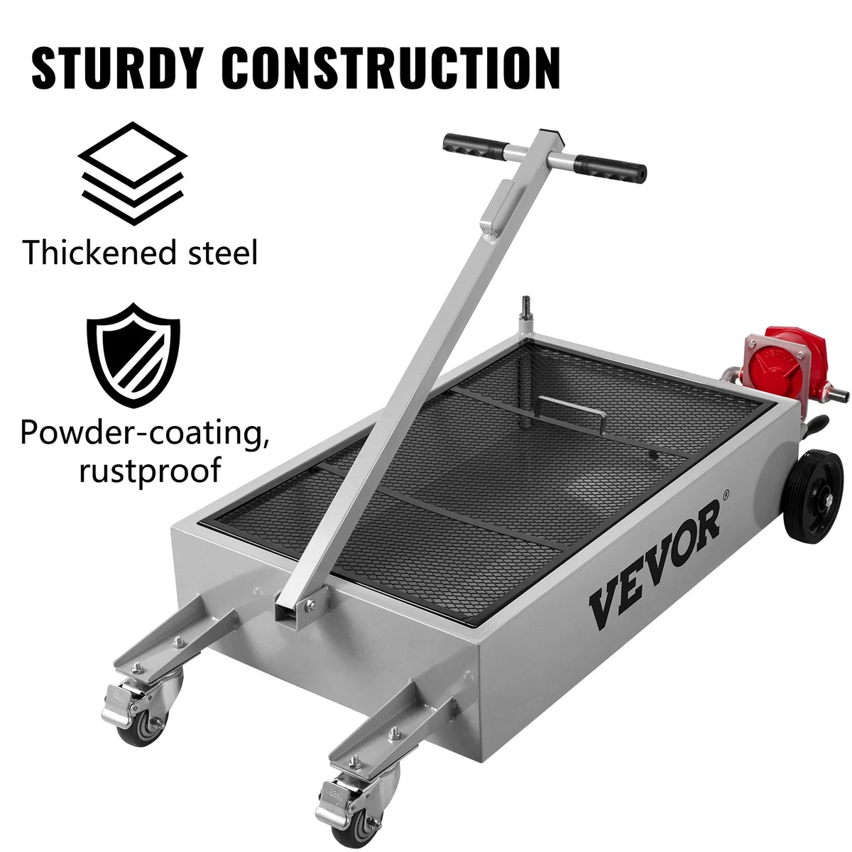 15 Gallon Oil Drain Tank 57L Low Profile Oil Drain Pan, Foldable Hand, with Pump, for Car SUV Trucks Oil Draining