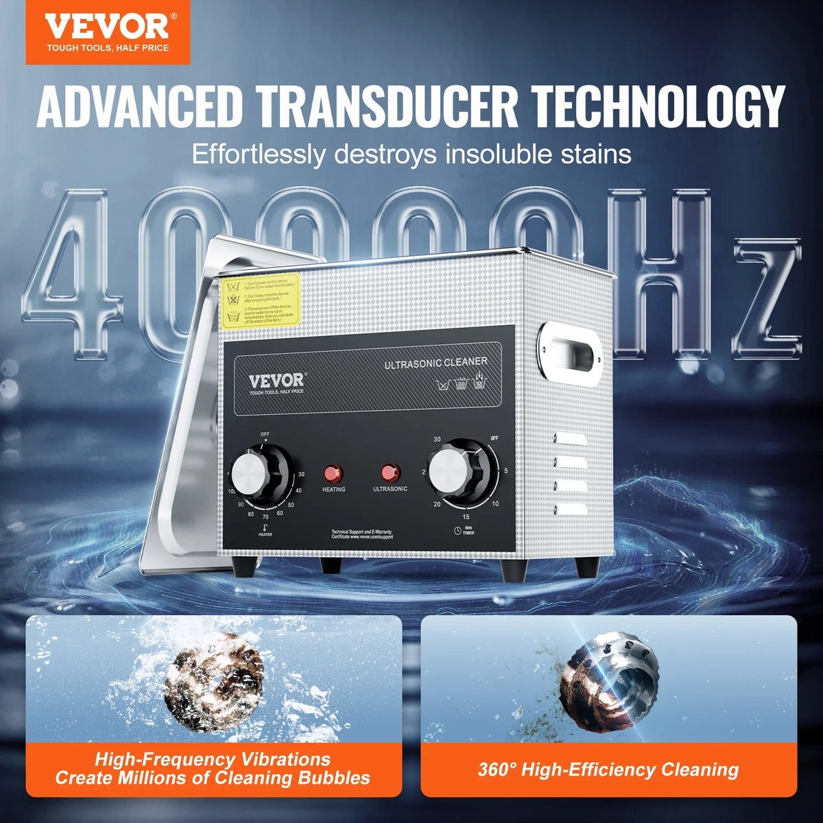 3L Ultrasonic Cleaner with Heater Timer & Basket, Professional Digital Sonic Cavitation Machine, 120W Cleaning Machine
