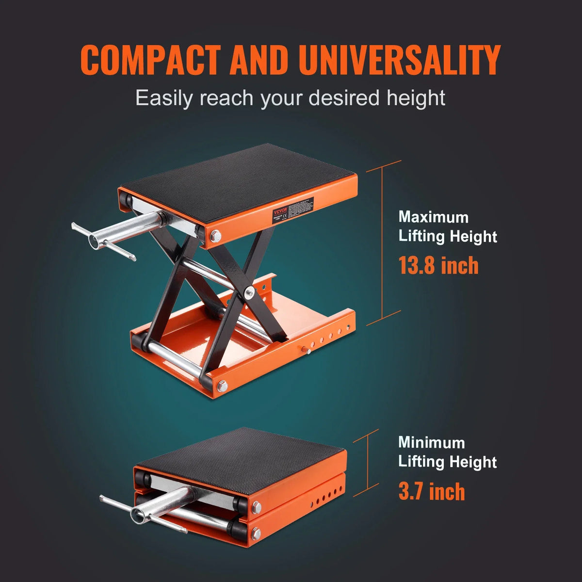 Motorcycle Lift 1100 LBS Motorcycle Scissor Lift Jack, 3.7"-13.8" Center Hoist Crank Stand for Street Bikes, Motorcycles