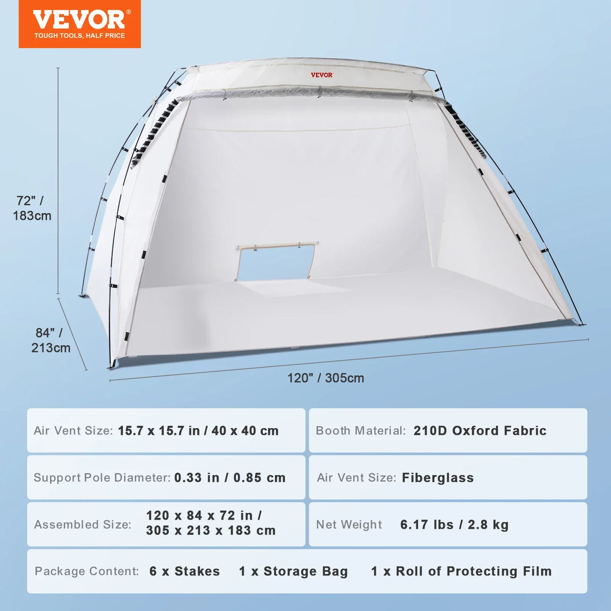 Portable Paint Booth Shelter 7.5x5.2x5.2/10x7x6ft Foldable Spray Painting Tent for Furniture Craft Project DIY Hobby Tool