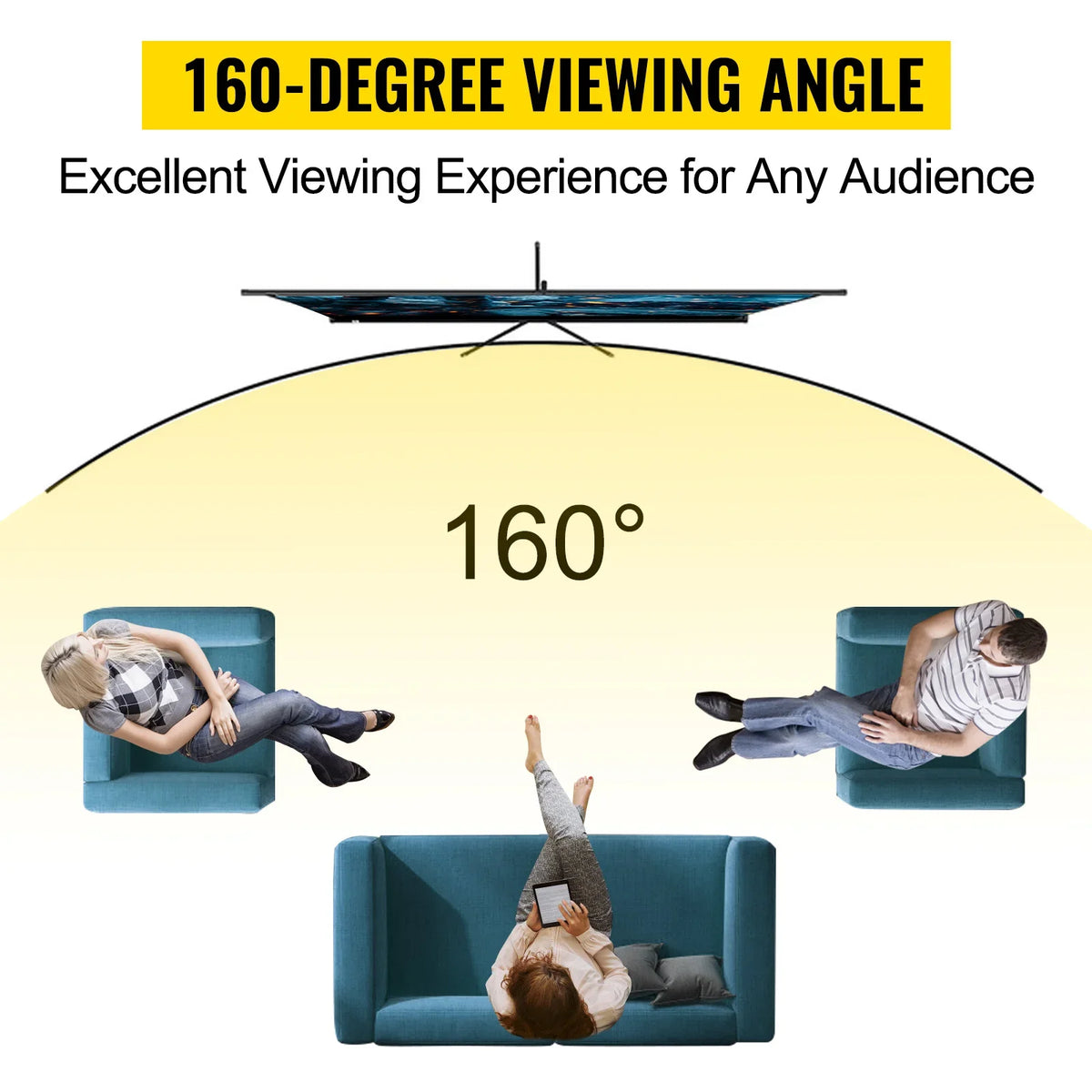 Tripod Projector Screen  Stand 90 inch 4K HD Projection Screen Stand Wrinkle-Free Height Adjustable for Movie, Home Cinema