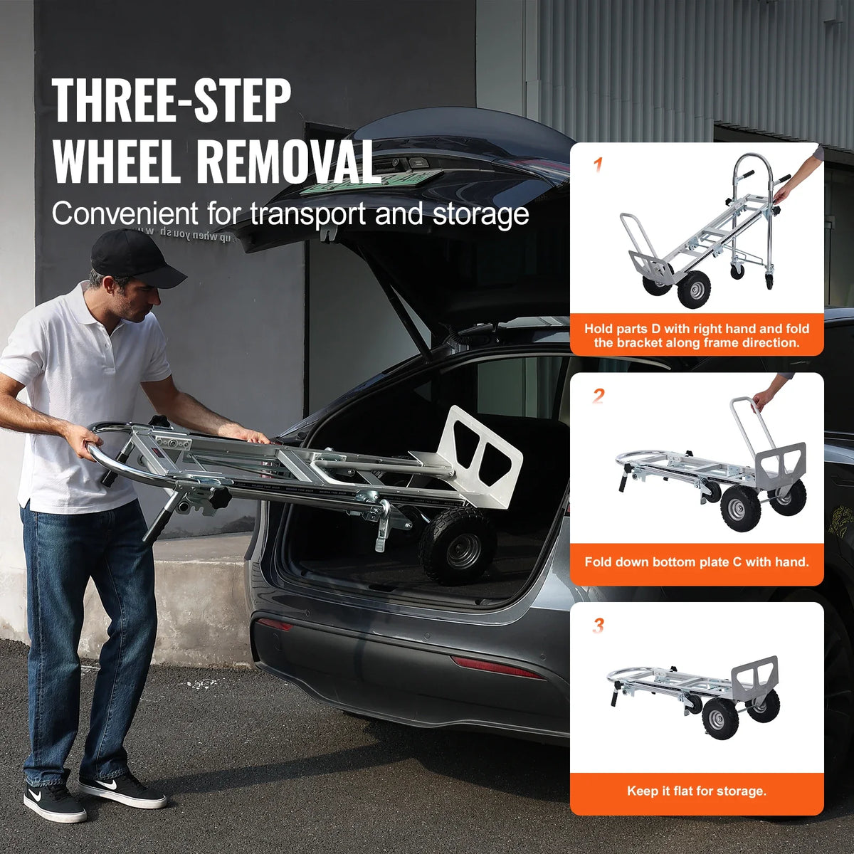 Aluminum Folding Hand Truck Heavy Duty Industrial Collapsible Dolly Cart for Transport and Moving in Warehouse Supermarket