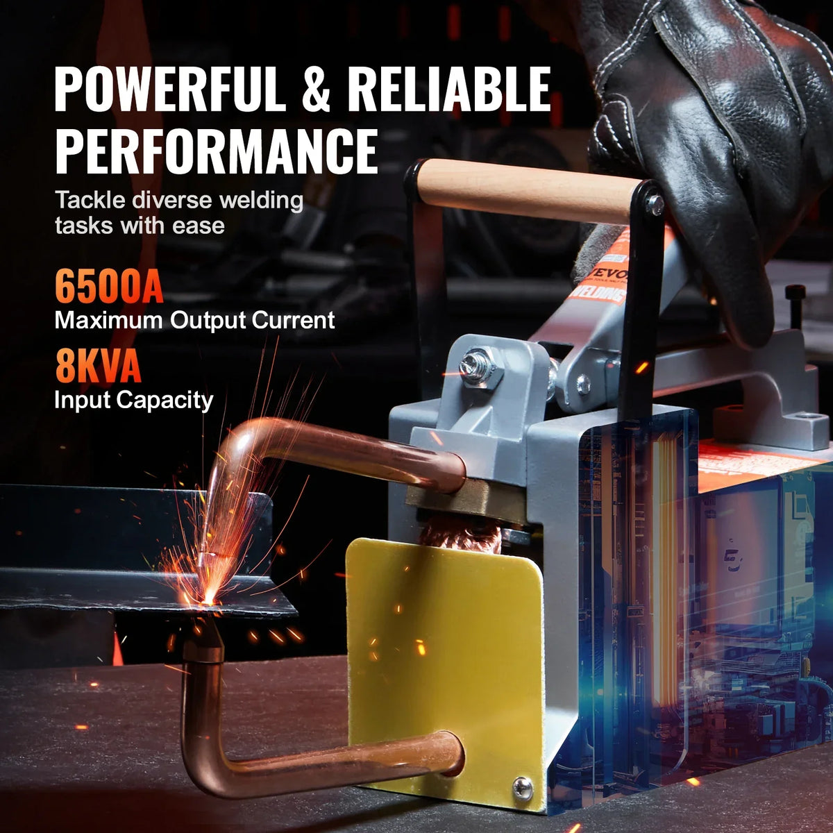 Portable Spot Welder 8KVA Handheld Welding Tip Gun Metal Sheet Spot Welding Machine for Stainless Steel Aluminum Sheet