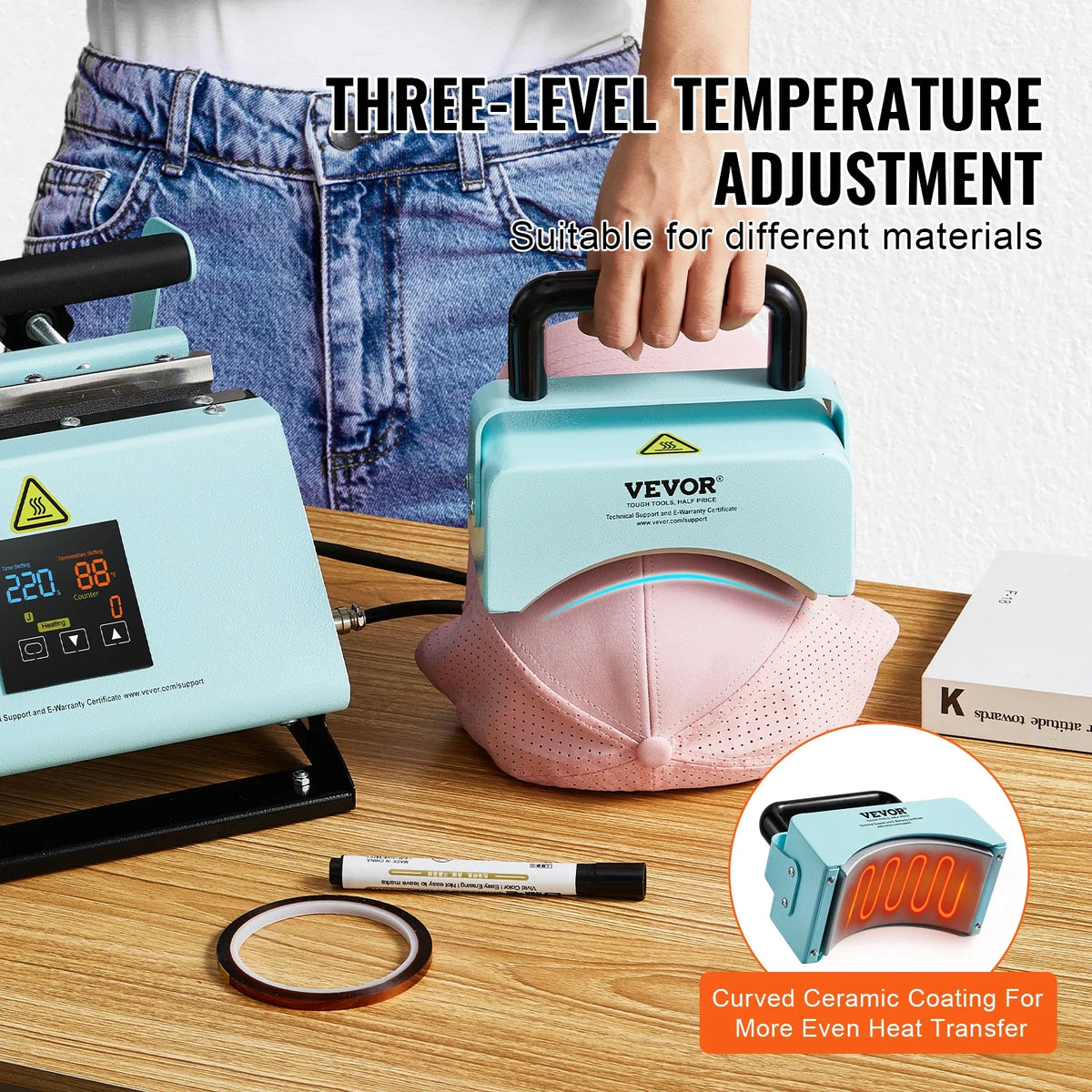 2 in 1 Tumbler and Hat Heat Press Machine for Caps and Hats, Tumbler Heat Press for 11-30oz Sublimation Tumblers and Mugs