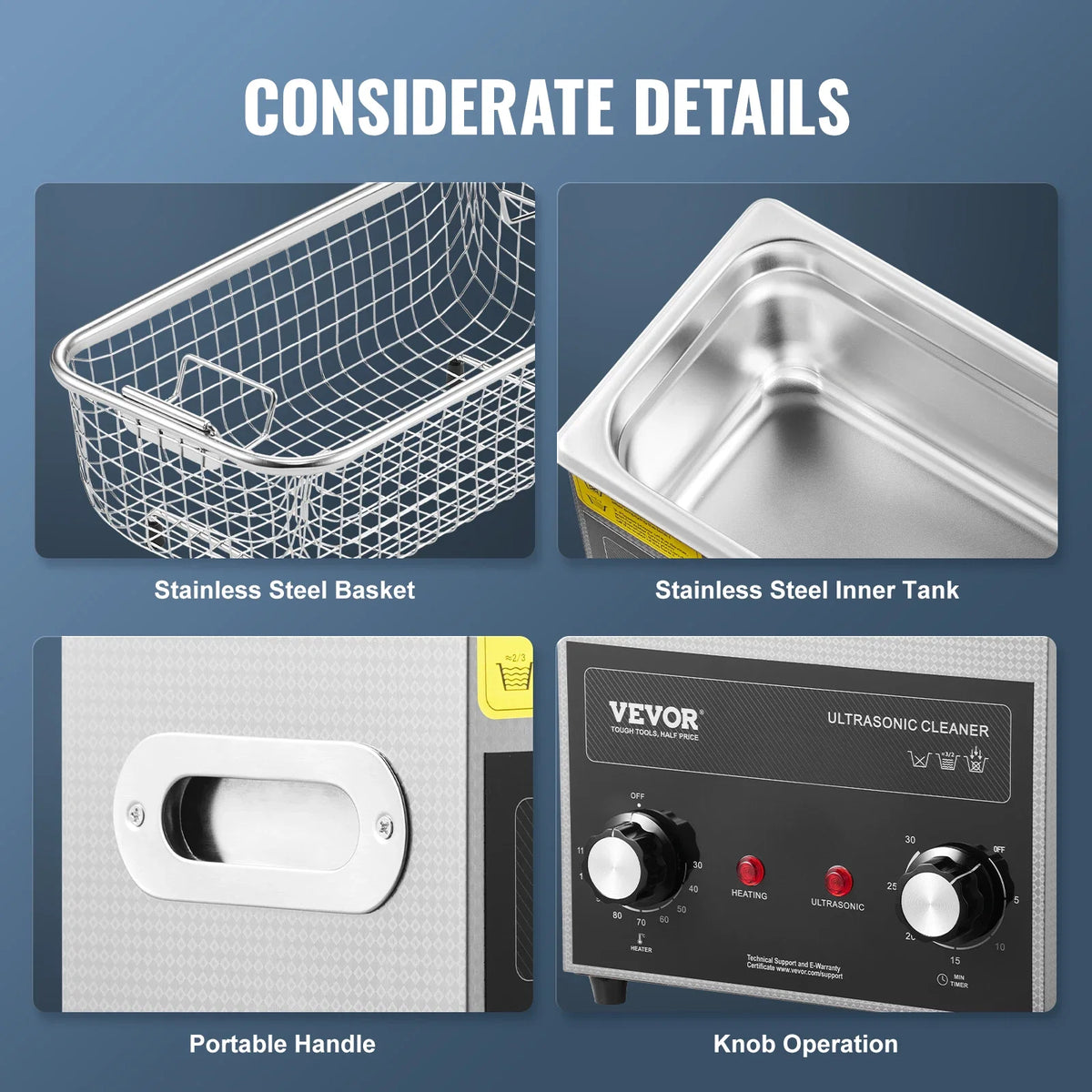 3L Ultrasonic Cleaner with Heater Timer & Basket, Professional Digital Sonic Cavitation Machine, 120W Cleaning Machine