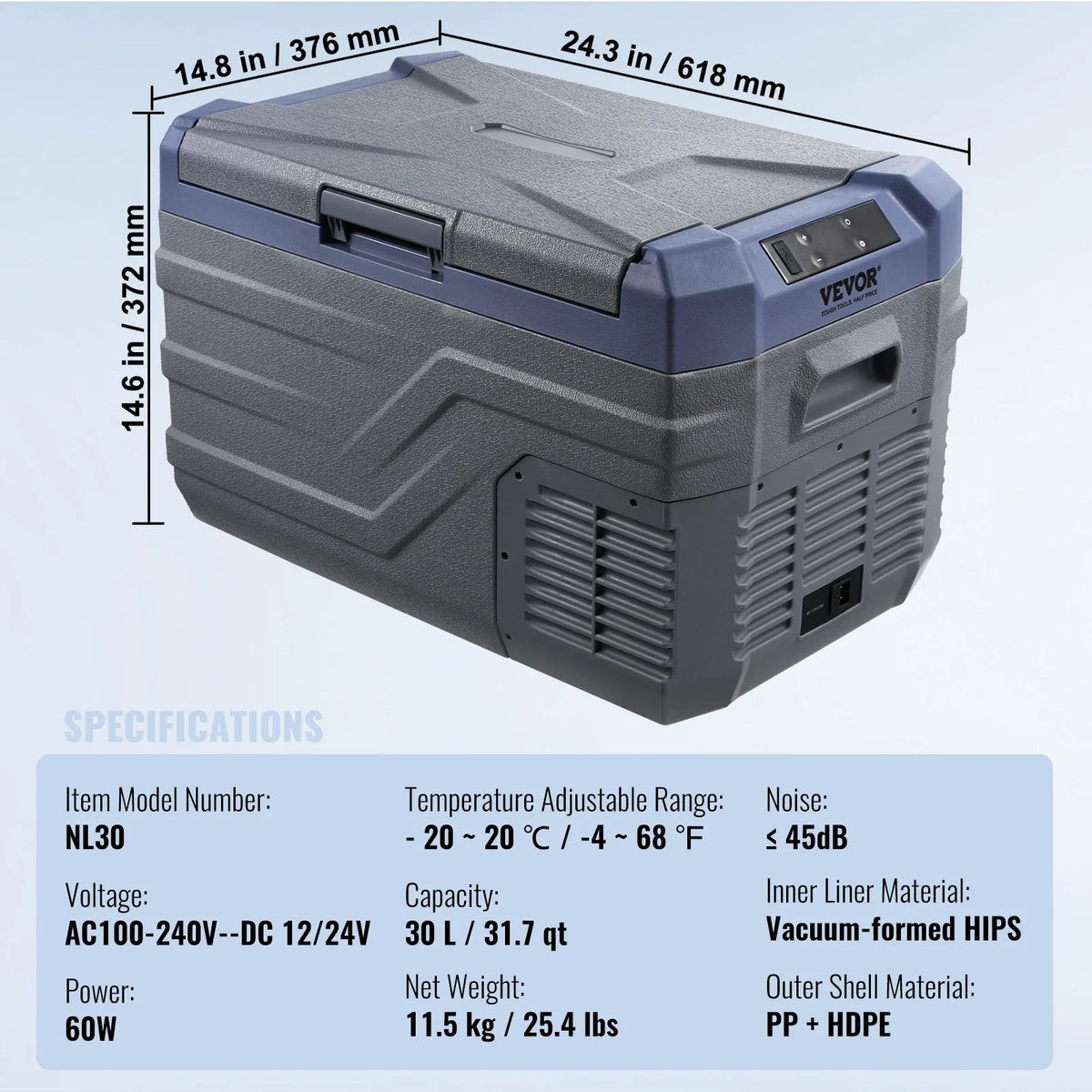 12L 15L 30L 37L 45L Car Refrigerator Fridge  37 L -4℉-68℉  12/24V DC and 100-240V AC  for Outdoor  Camping and RV