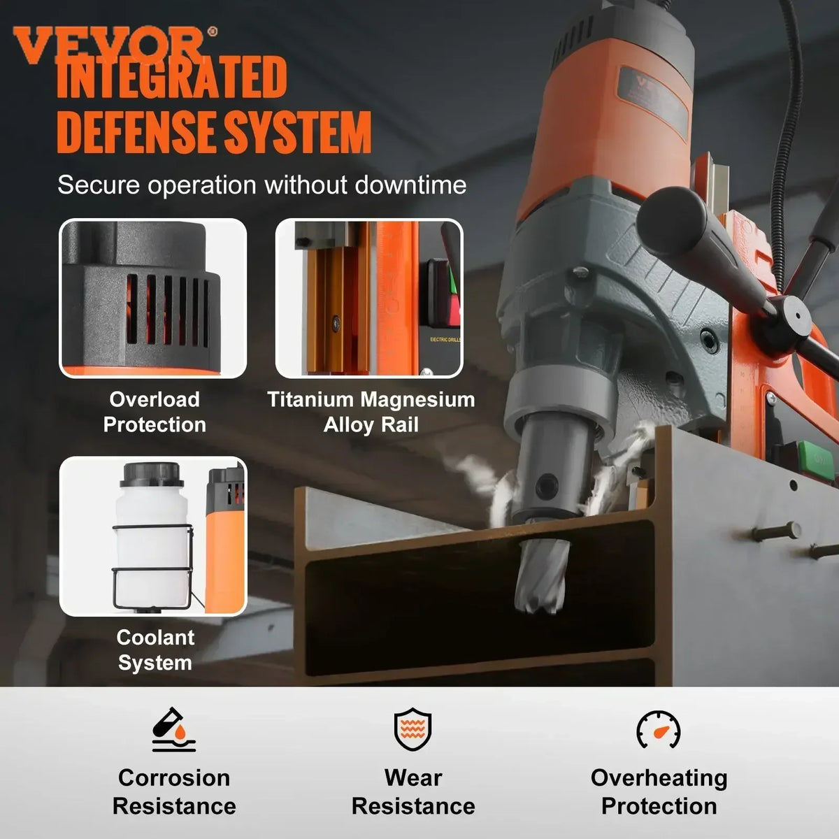 1450W Magnetic Drill 2" Boring Diameter 12500/12800N Portable Electric Mag Drill Press 800 RPM Magnetic Drilling Machine