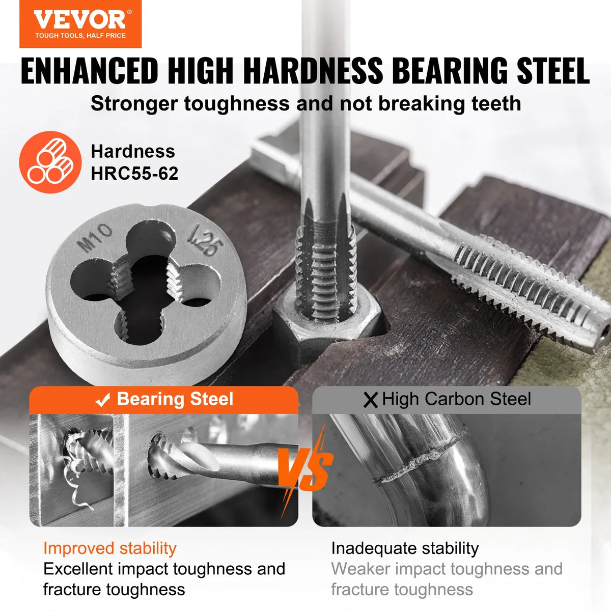 Tap and Die Set 40PCs 60PCs 80PCs 110/116PCs Metric or SAE Standard Bearing Steel Taps and Dies Essential Threading Tool