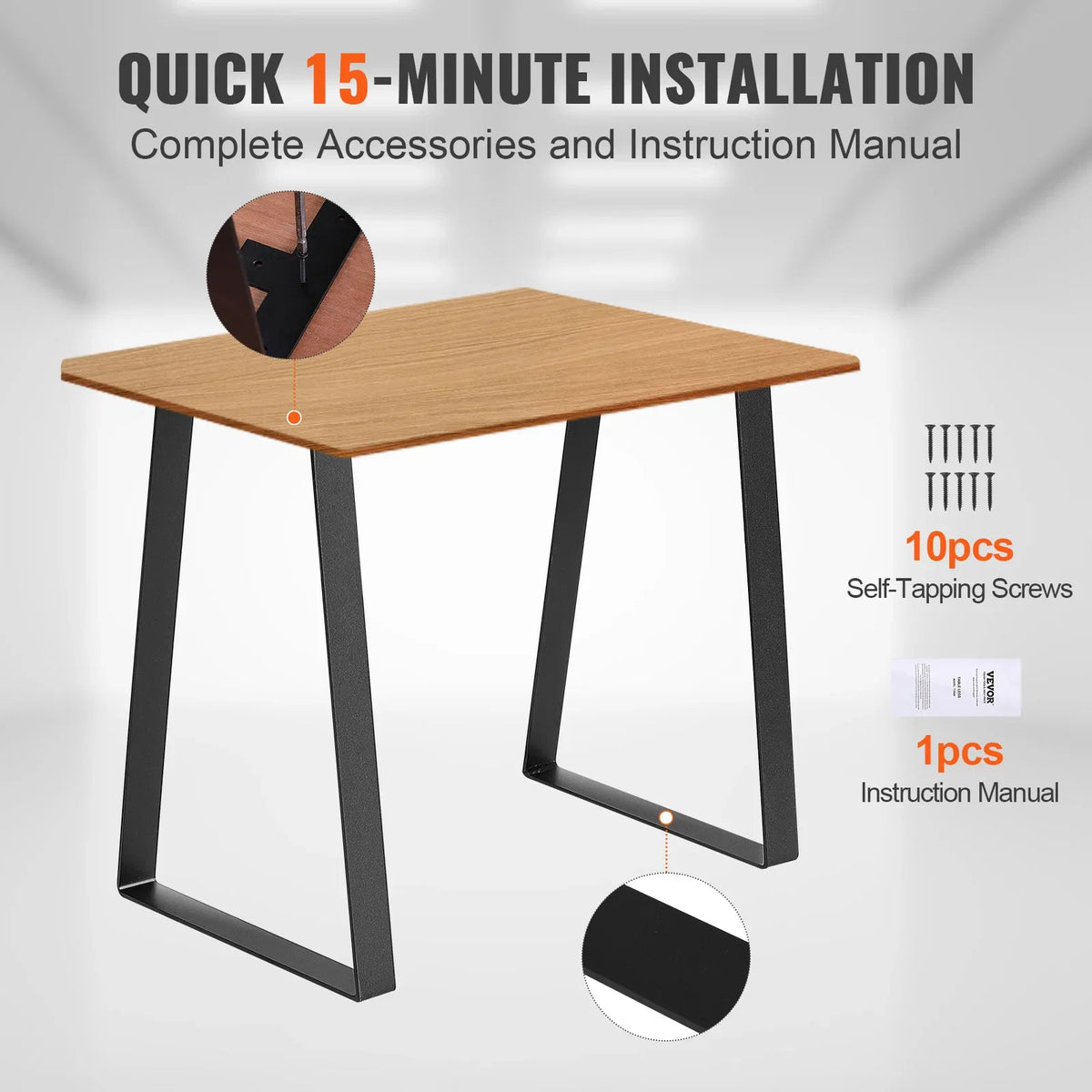 16inch Trapezoid Steel Table Legs Replacement Furniture Legs Set of 2 for DIY Coffee Tables Desks Bench Night Stands Sofa