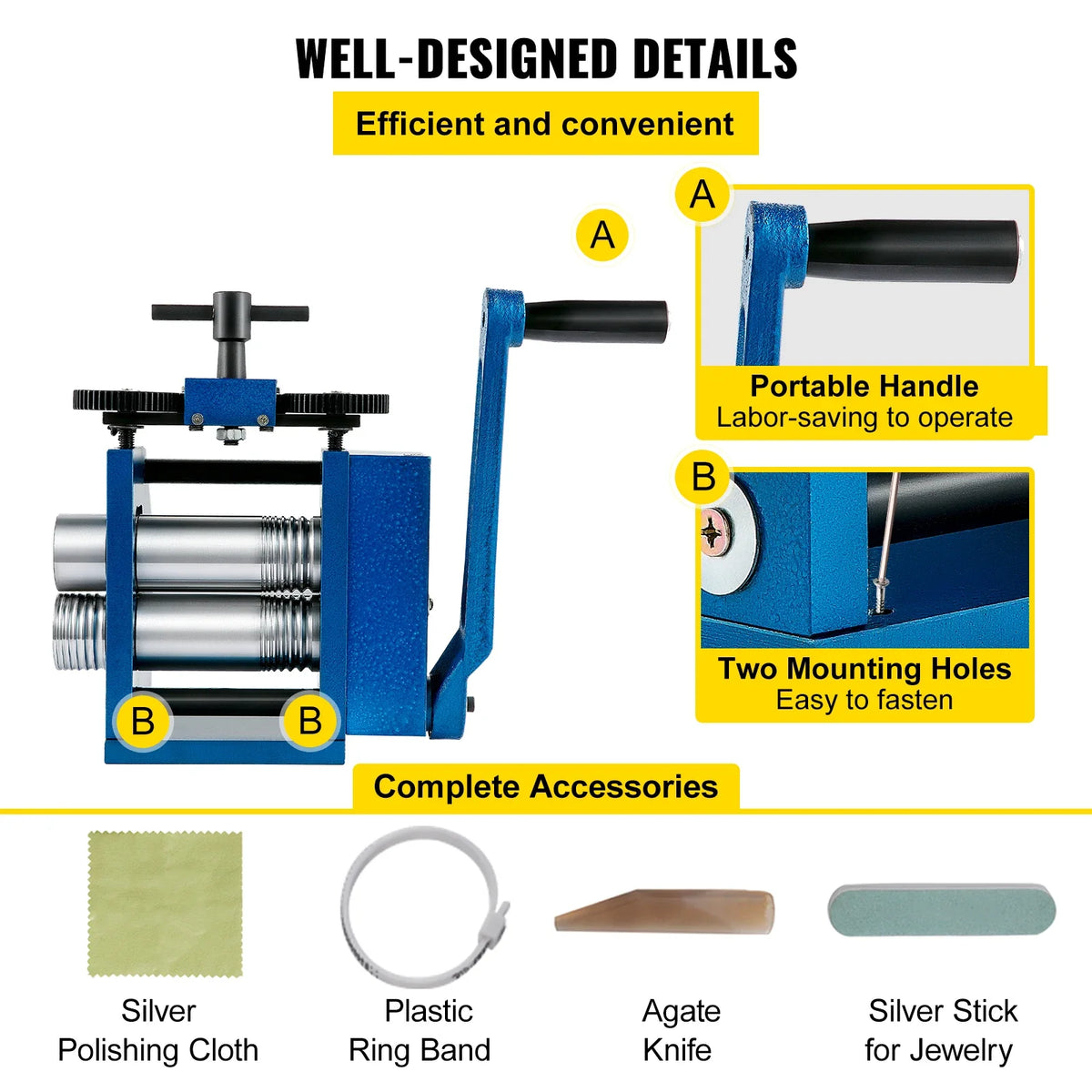 Manual Combination Jewelry Rolling Mill Machine Thickness Semicircle Jewelry Press Rolling Mill for Jewelry Circle Pattern