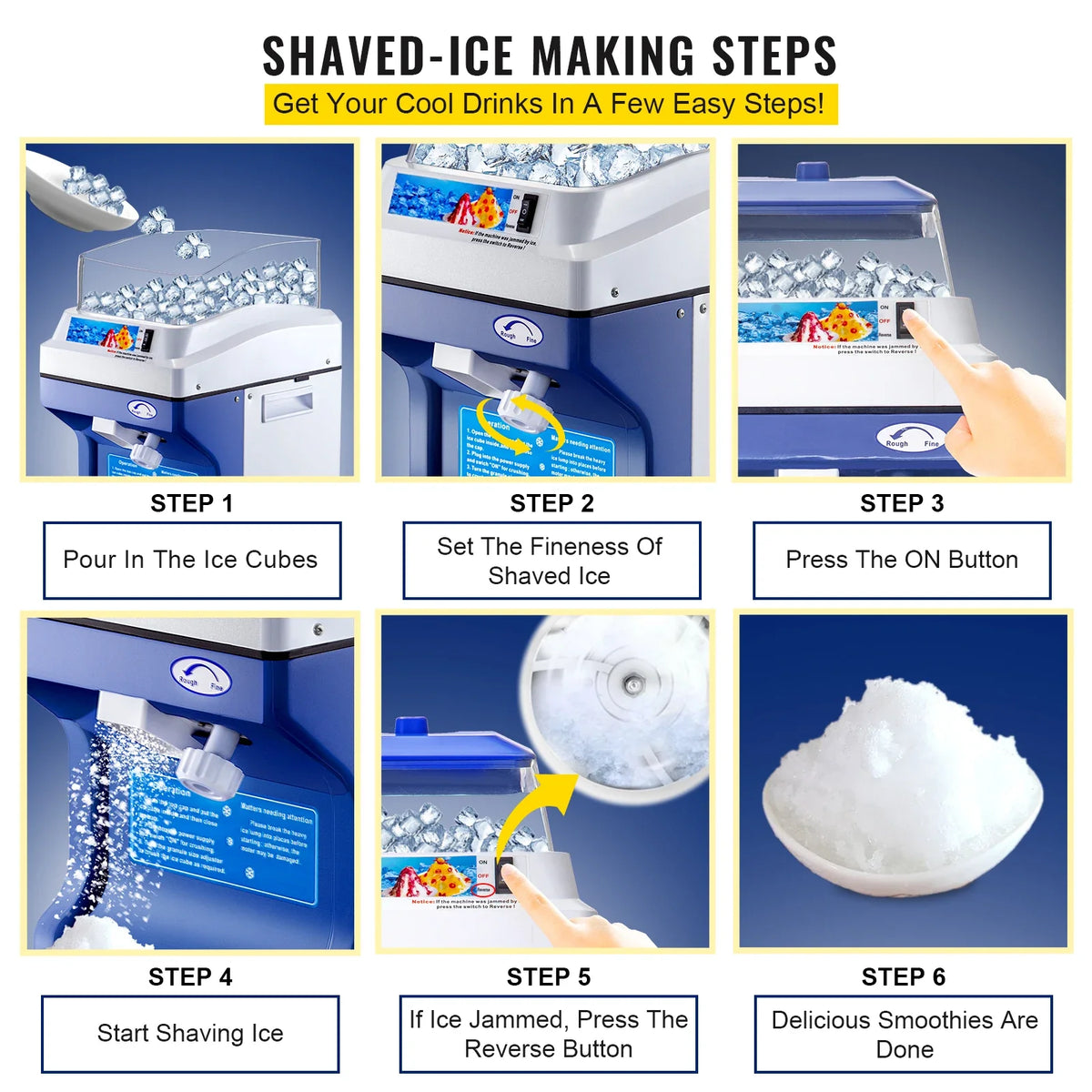 Commercial Ice Shaver 441 LBS/H Ice Shaving Capacity, Ice Shaving Machine w/ 11 LBS Hopper, 300W Snow Cone Maker 320 RPM