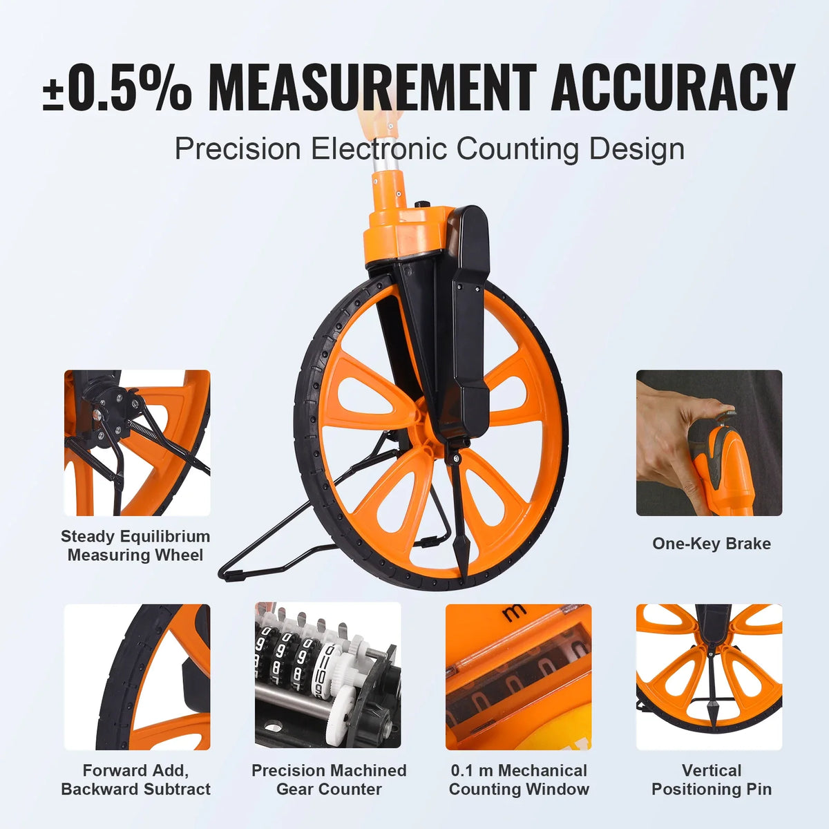 Measuring Wheel Telescoping Measure Wheel Measurement 0-9,999m with Back Bag Suitable for Lawn/Hard/Wood Road Measuring