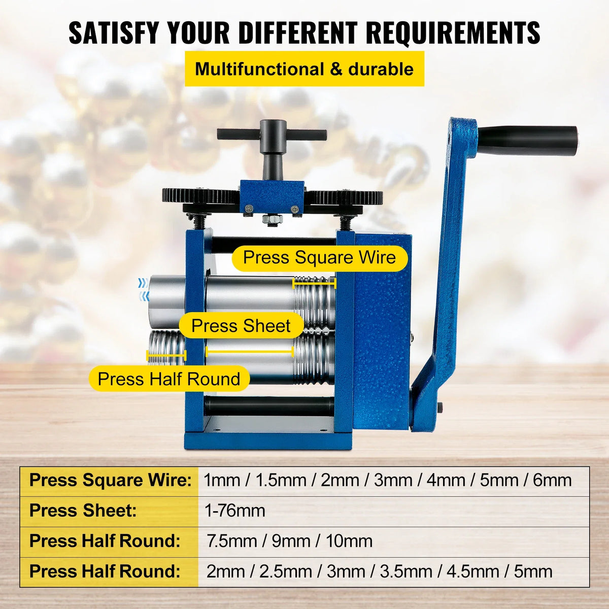 Manual Combination Jewelry Rolling Mill Machine Thickness Semicircle Jewelry Press Rolling Mill for Jewelry Circle Pattern