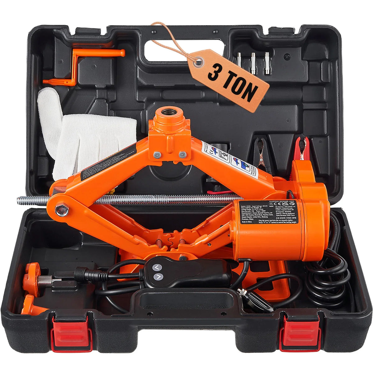12V Electric Car Jack, 3 Tons Scissor Jack with Double Saddles and Remote Control for Sedan, SUV, Truck Tire Change