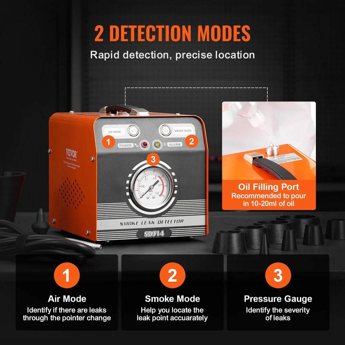 Automotive Smoke Machine Leak Detector Dual-Mode Diagnostic Leak Detector for Vacuum Fuel Pipeline System Testing
