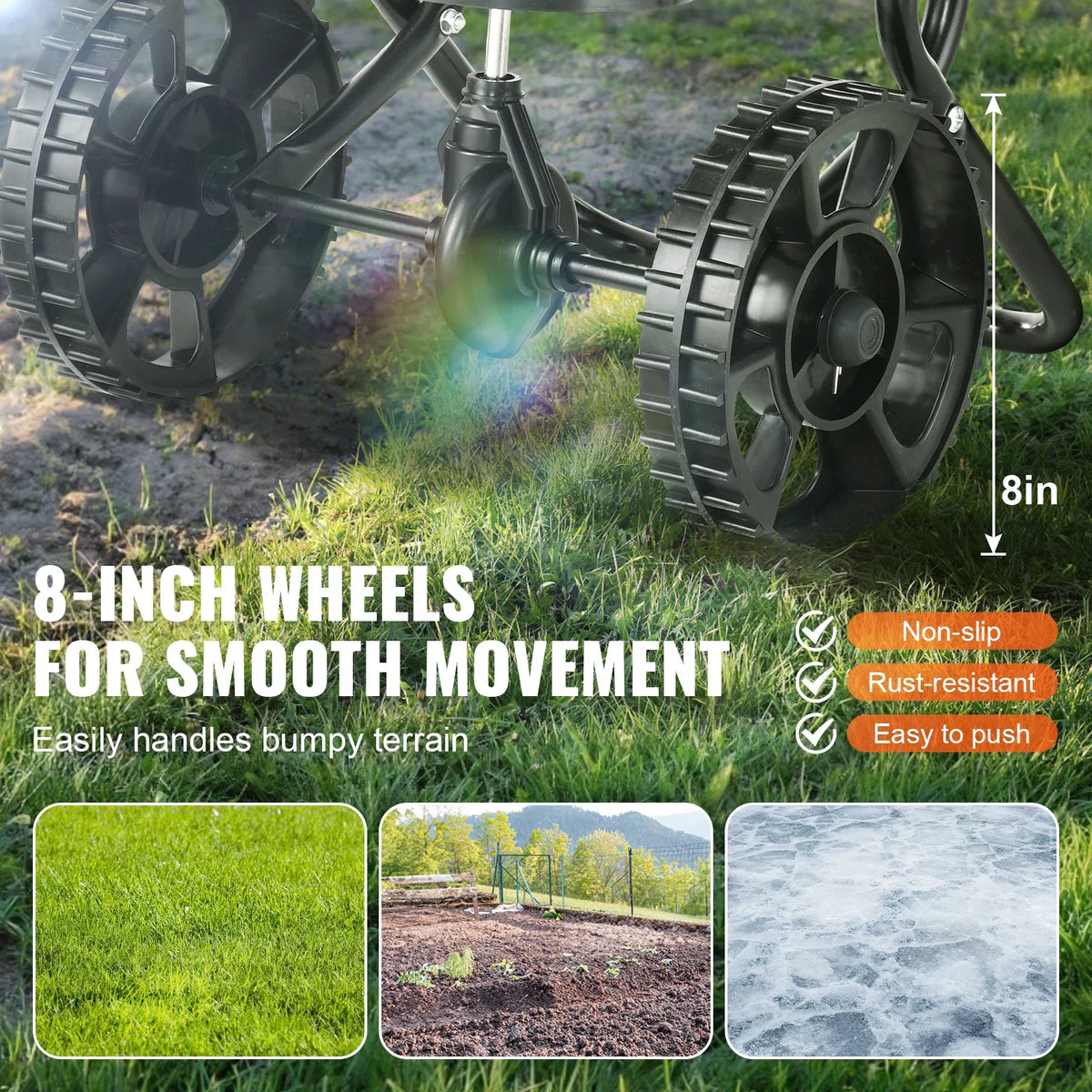 Broadcast Spreader Walk-Behind Turf Push Fertilizer Spreader Garden Seeder Designed for Residential Farm and Tough Terrain