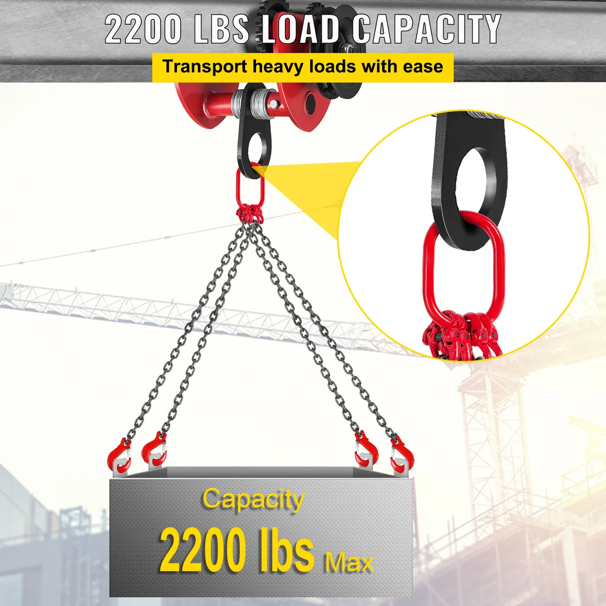1/2 T Push Beam Trolley 2200/4400 lbs Gear Manual Hand Push Beam Heavy Duty Running Cat Hoist Lifting Kit Chain Conveyor