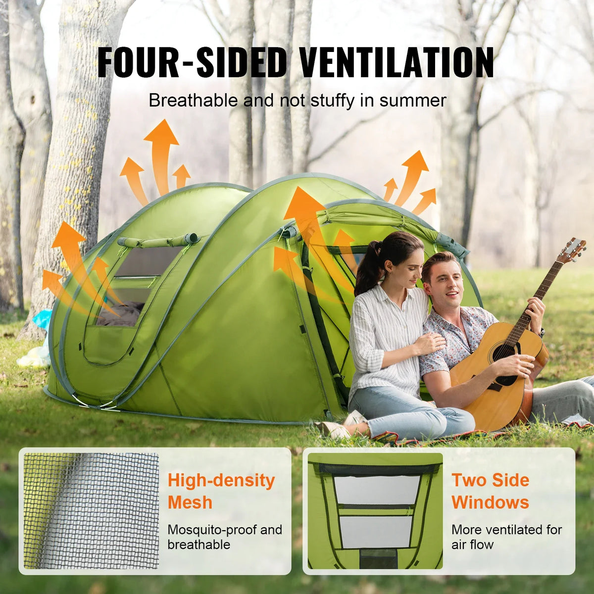 Outdoor Camping Tent Pop-Up Tents for 4 Person Easy Setup Waterproof Backpacking Tent for Family Camping Hiking Hunting