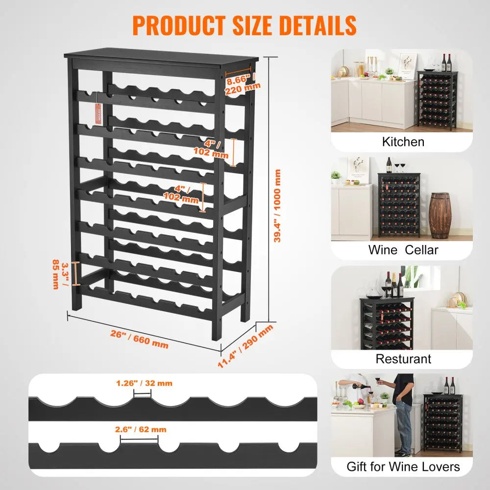18/36/42/48/72Bottle Stackable Modular Wine Rack Free Standing Wine Storage Rack Bamboo Wine Holder Display Shelves Cellar