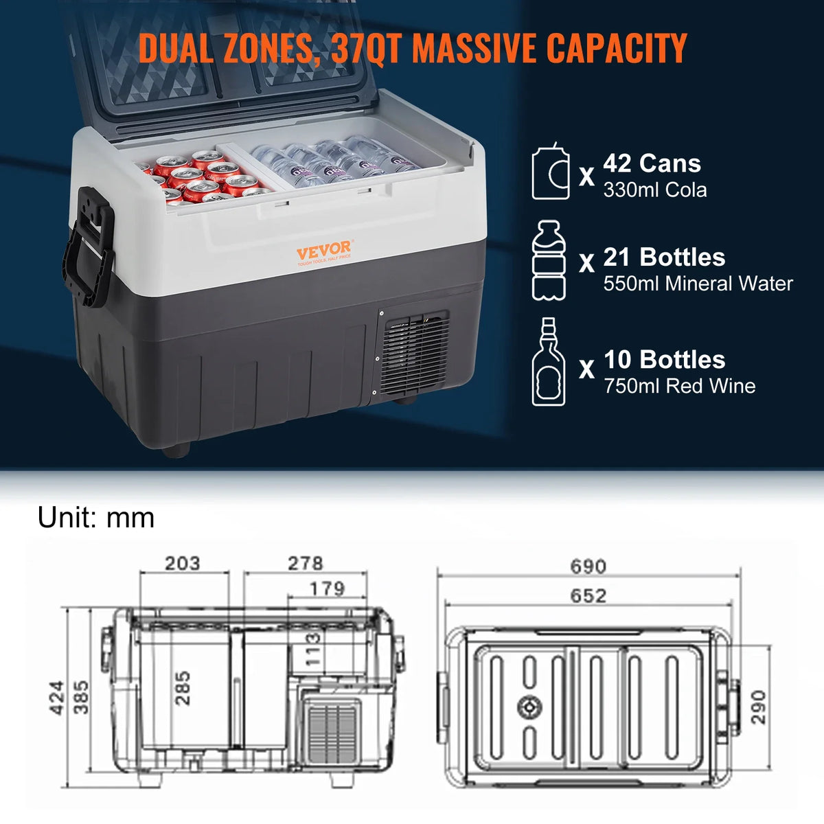 35L 45L 55L Car Refrigerator Mini Fridge Freezer Portable Compressor Cooler Ice Box Keep Cool for Camping Travelling