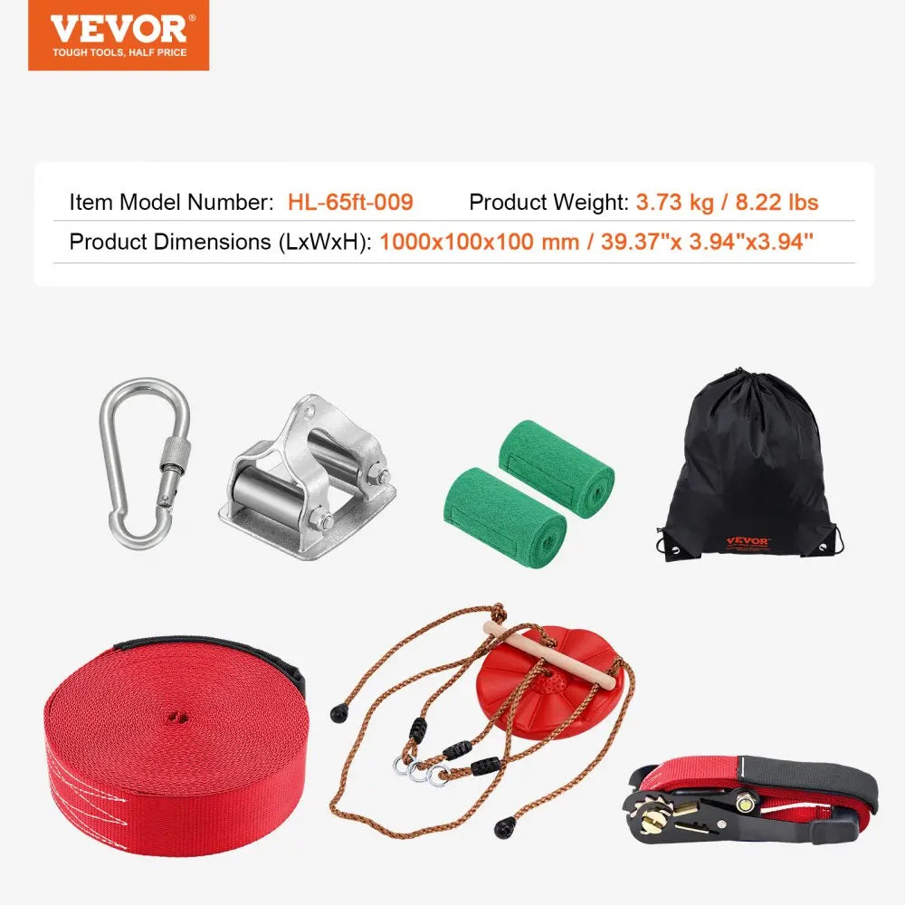 Zipline Kit for Kids and Adult,52-160FT Zipline Kit Up to 500 lbs,Backyard Entertainment Stainless Steel Harness Seat