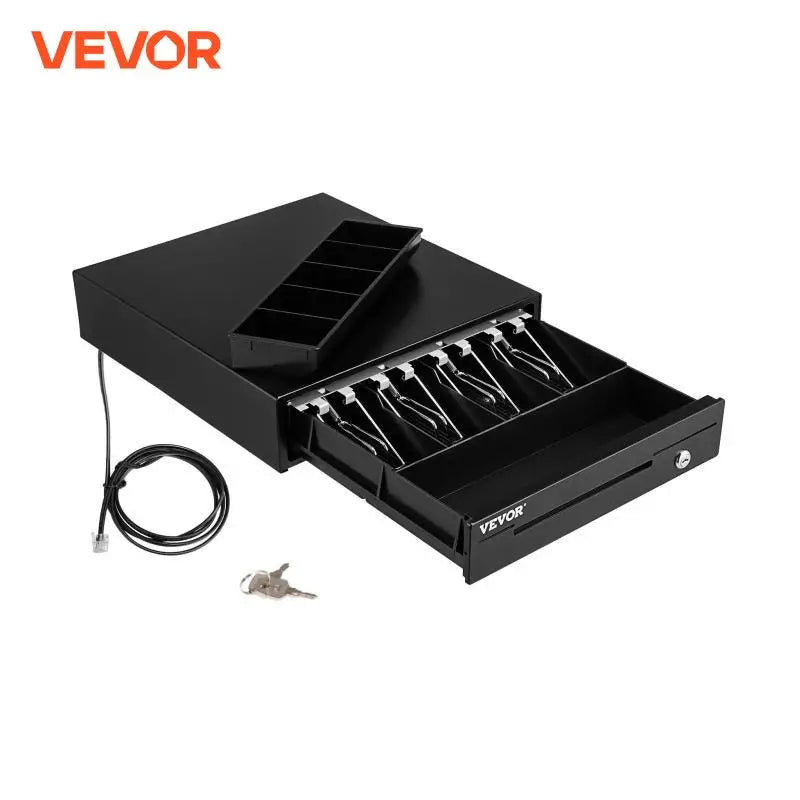 Cash Register Drawer 16" 12 V for POS System Tray Removable Coin Compartment & 2 Keys Included RJ11/RJ12 Cable Drawer