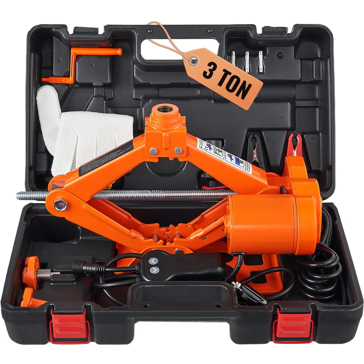 12V Electric Car Jack, 3 Tons Scissor Jack with Double Saddles and Remote Control for Sedan, SUV, Truck Tire Change
