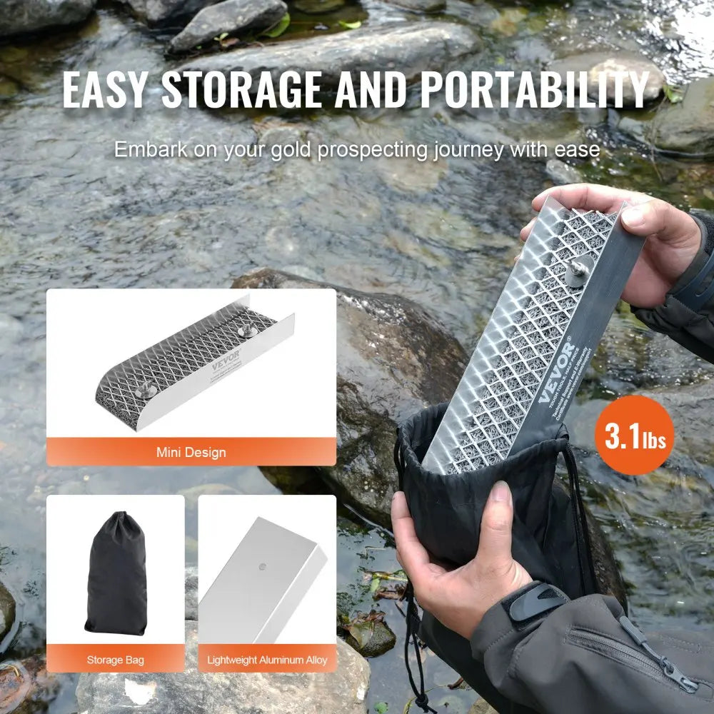 50" 12" Complete Sluice Box Gold Panning Kit Aluminum Alloy Gold Mining Equipment 23/16 PCS Gold Prospecting Kit