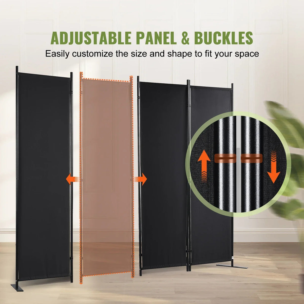 4/3/1 Panel Room Dividers Adjustable In Size & Height Freestanding & Foldable Privacy Screen Partition for Office Home