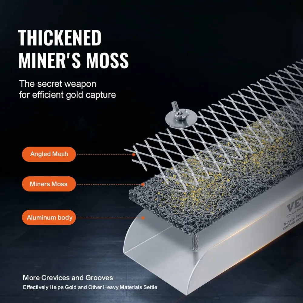 50" 12" Complete Sluice Box Gold Panning Kit Aluminum Alloy Gold Mining Equipment 23/16 PCS Gold Prospecting Kit