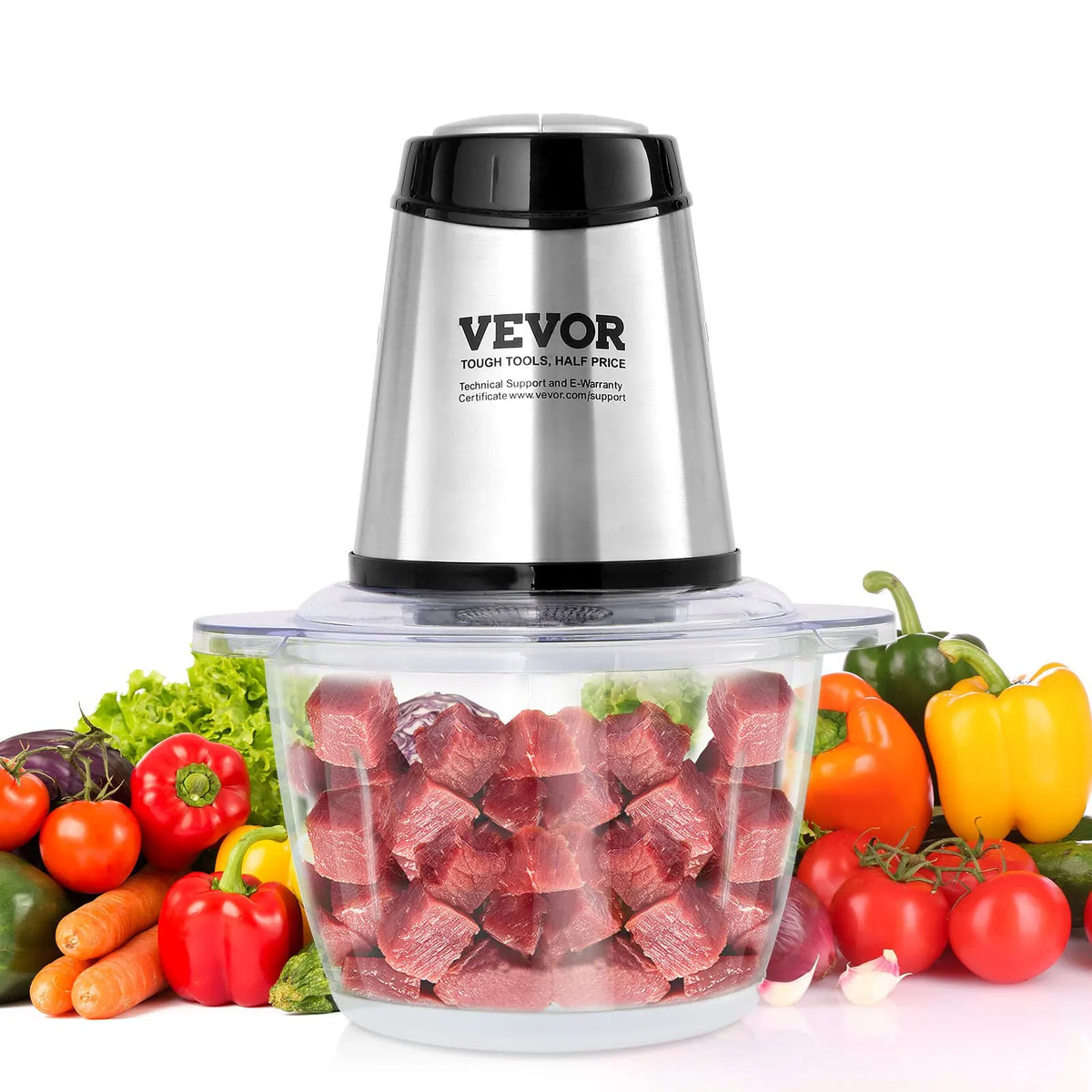 Food Processor,Electric Meat Grinder with 4 Blades,400W Electric Food Chopper,2 Speeds Food Grinder for Meat,Vegetables ﻿