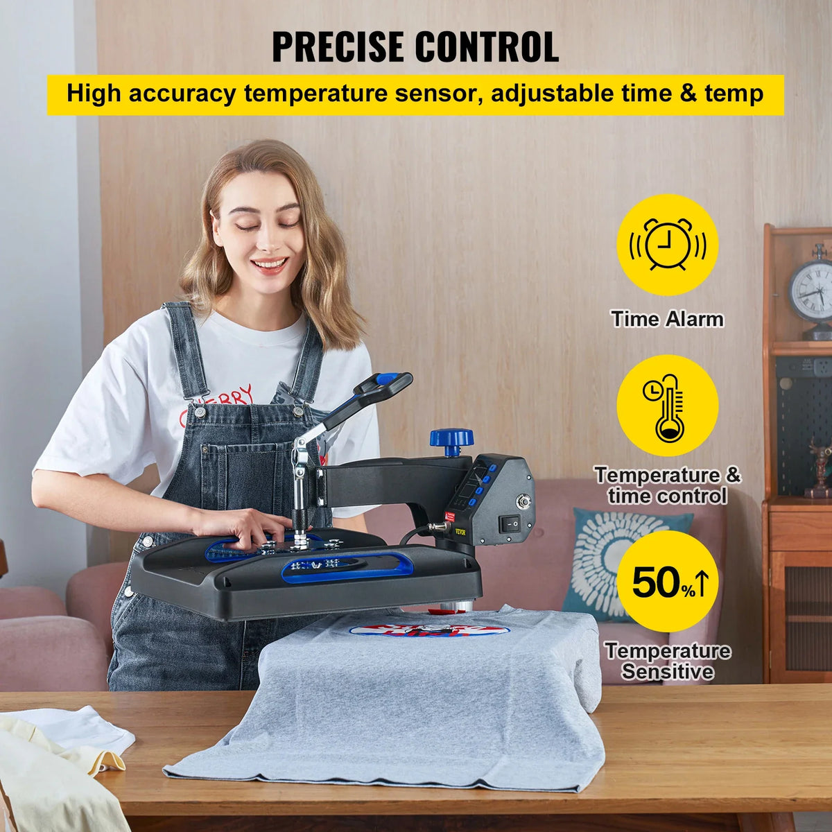 Heat Press Machine, 12 x 15 Inch, Fast Heating, 360 Swing Away Digital Sublimation T-Shirt Vinyl Transfer Printer, Blue