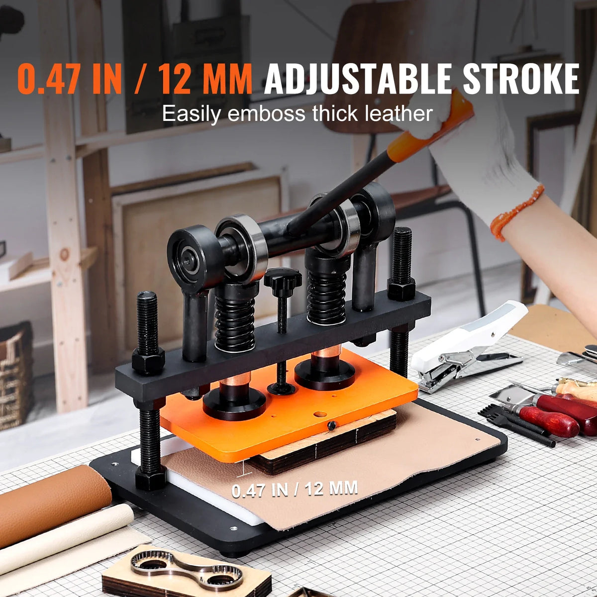 Leather Cutting Machine Embossing Plate Manual Die Cutter 0.47 in Pressure Stroke Leather Embossing Machine