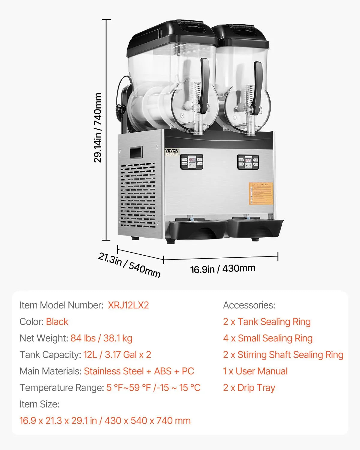 Commercial Slushy Machine Tank Margarita Maker Stainless Steel Smoothie Frozen Drink Maker for Supermarkets Cafes Bars