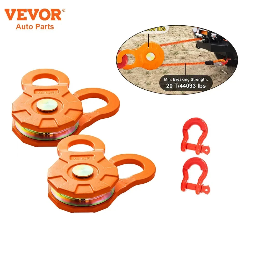 Movable Pulley Snatch Block Vehicle Rescue Accessories 25,000 LBS Working Load Limit for 0.55"/14 mm Synthetic Rope
