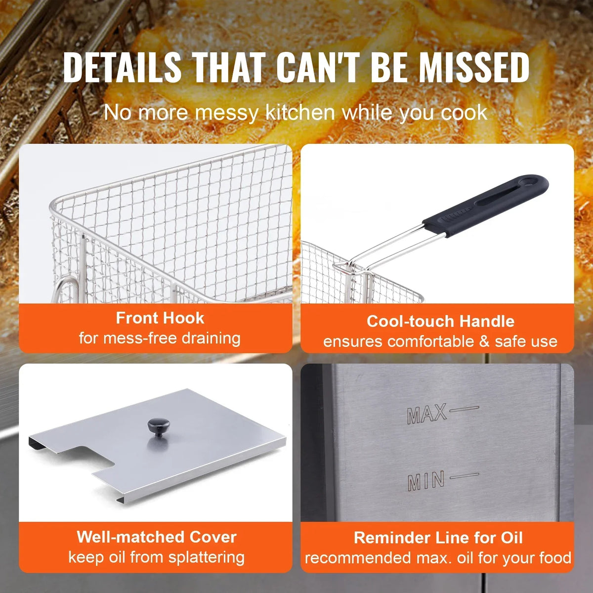 Commercial Electric Deep Fryer w/Dual Tanks 12L Countertop Fryer w/Oil Filter and Timed for Fried Chicken French Frie