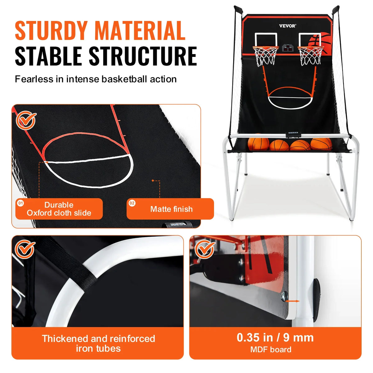 Foldable Basketball Arcade Game 2 Player Indoor Basketball Game Home Dual Shot Sport w/ 4 Balls 8 Game Modes for Kid Adult