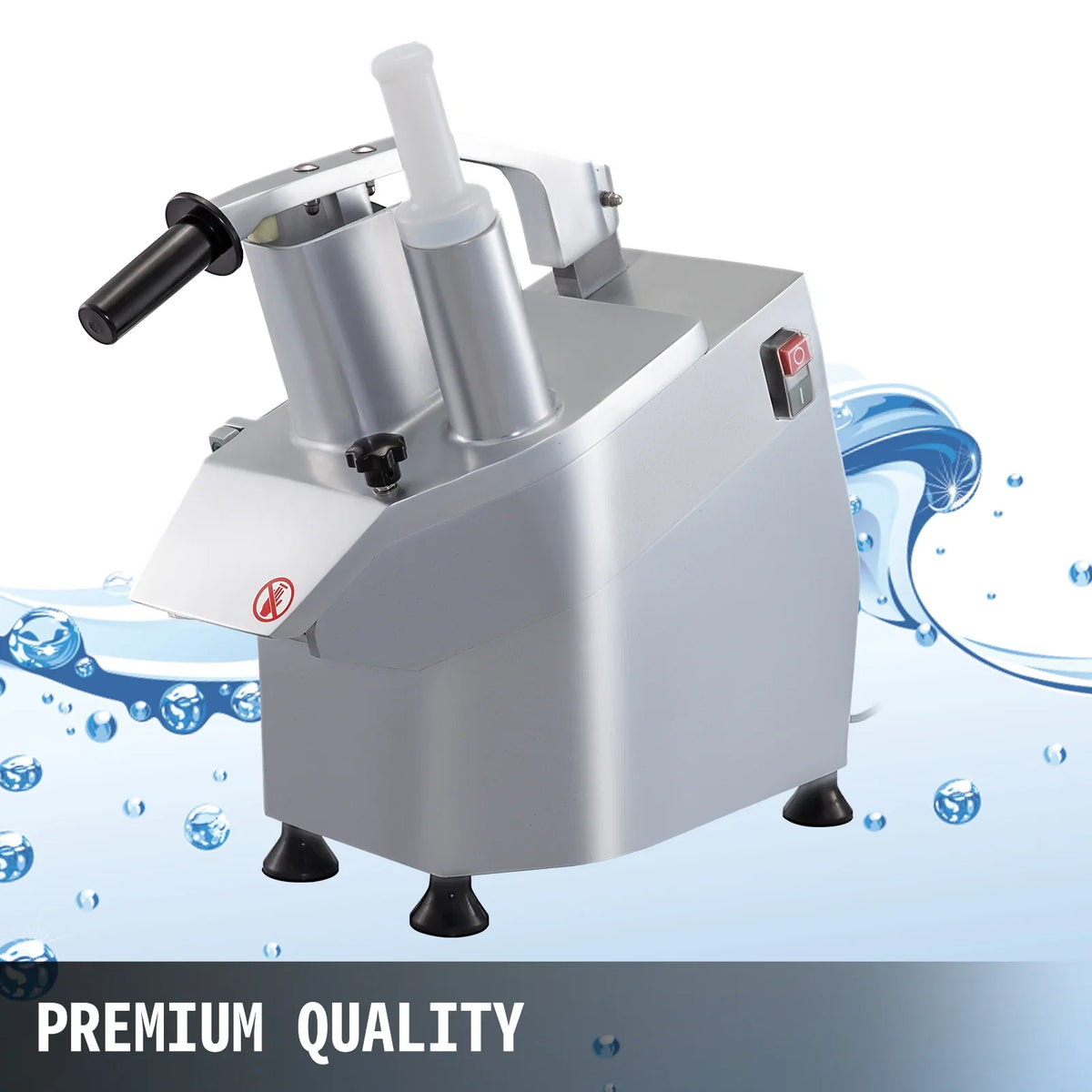 Commercial Food Processor 2 Feeding Holes, 550W Electric Stainless Steel Vegetable Slicer 1600 RPM, W/ Detachable 6-blades