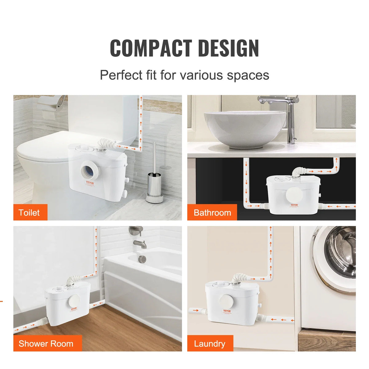 Macerator Pump 700W Head Macerator Sewerage Sump Pump with 3 Water Inlets Toilet/Kitchen/Sink/Waste Water Disposal Machine