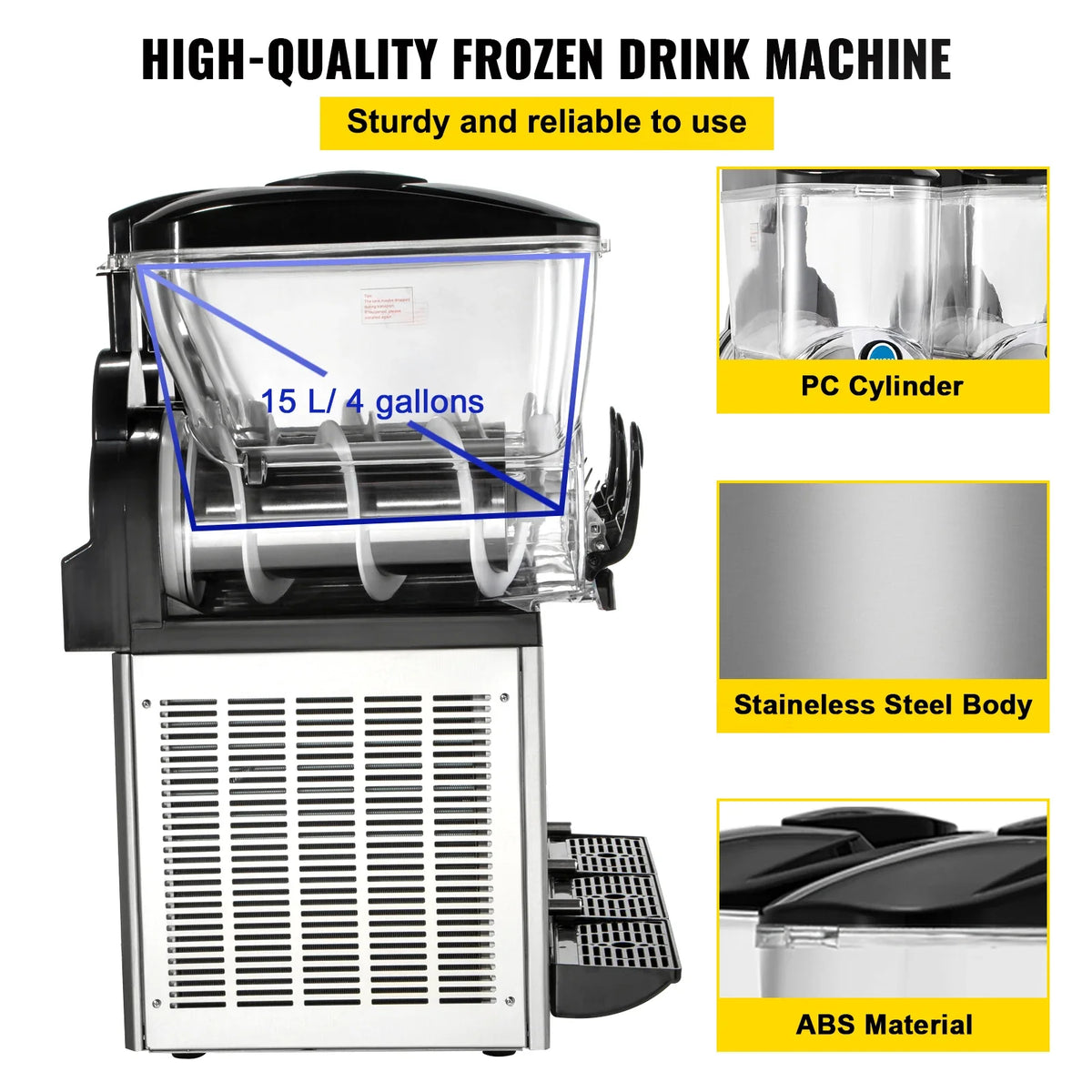 Commercial Slushy Ice Machine, 3x15L 800W Slushy Ice Cream Maker,63x45x80 cm Slushy Maker Machine,2 Modes Intelligent LED