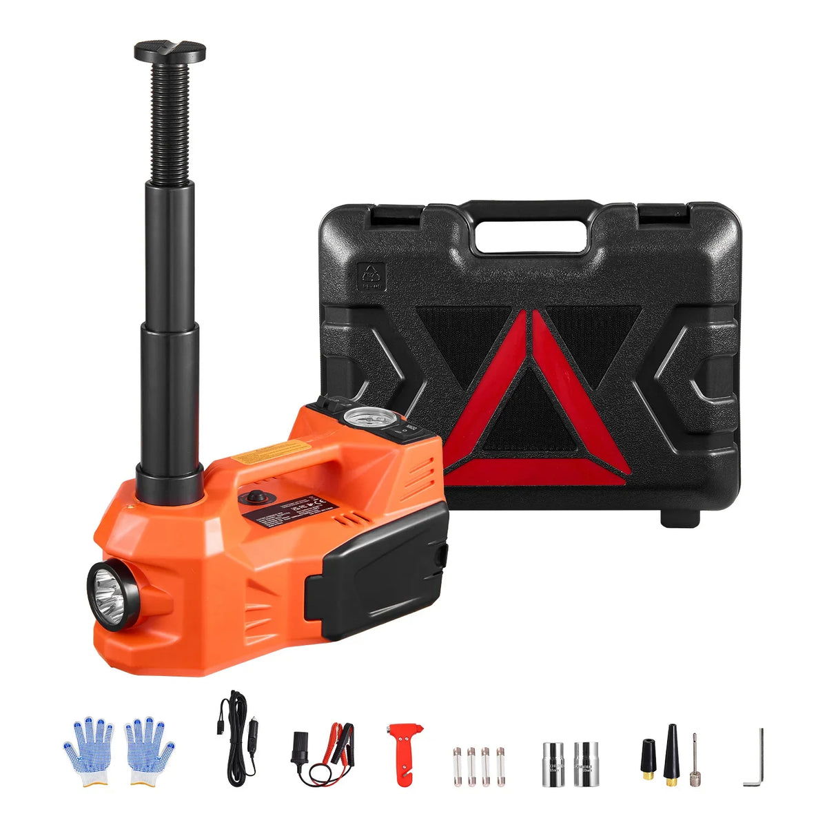 Electric Car Jack, 5T Electric Scissor Jack with Built-In Inflator 12V Tire Changer with  LED Light for Sedan, SUV, Truck