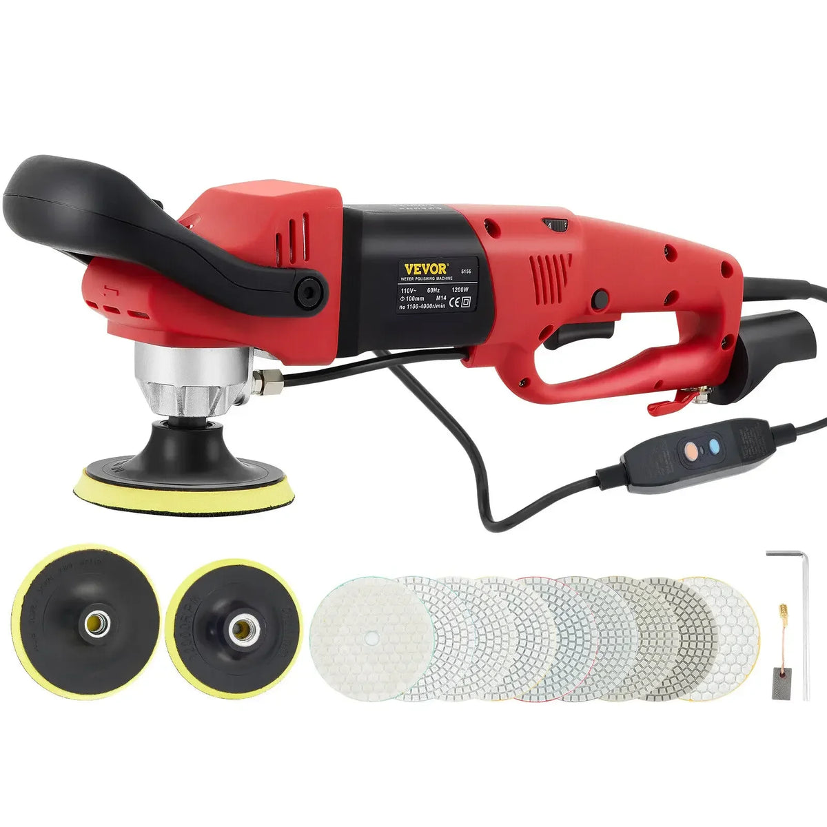 Electric Wet Stone Polisher Grinder Sander Buffing Machine Variable Speed Water Mill for Marble Granite Finish Polishing