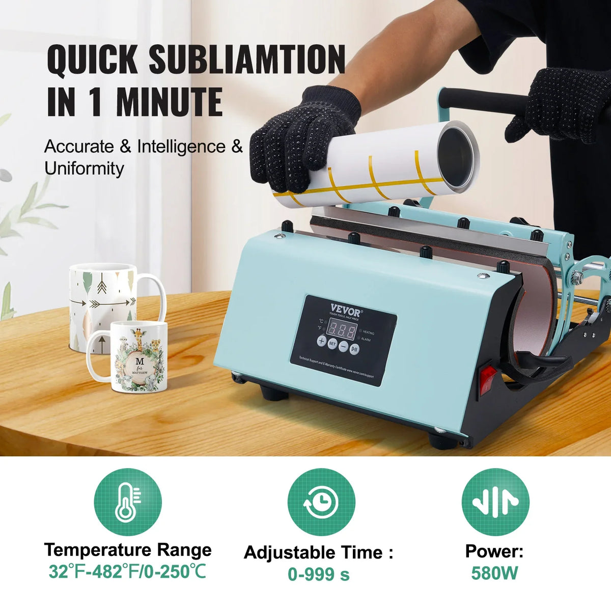 Tumbler Heat Press Machine, 11-30oz Mug Press, Heat Up Fast and Even, Tumbler Press with Sublimation Paper,Tape and Gloves