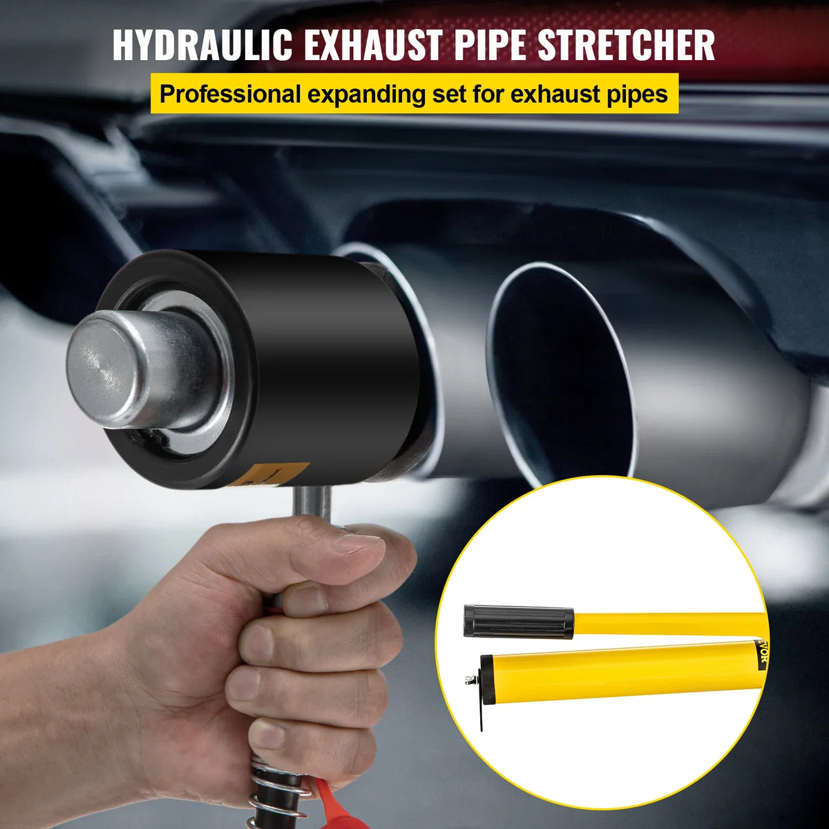 10Ton Hydraulic Exhaust Pipe Expander Kit 1-5/8 to 4-1/4Inch Manual Automotive Muffler Pipe Stretcher Expanding Tool Set