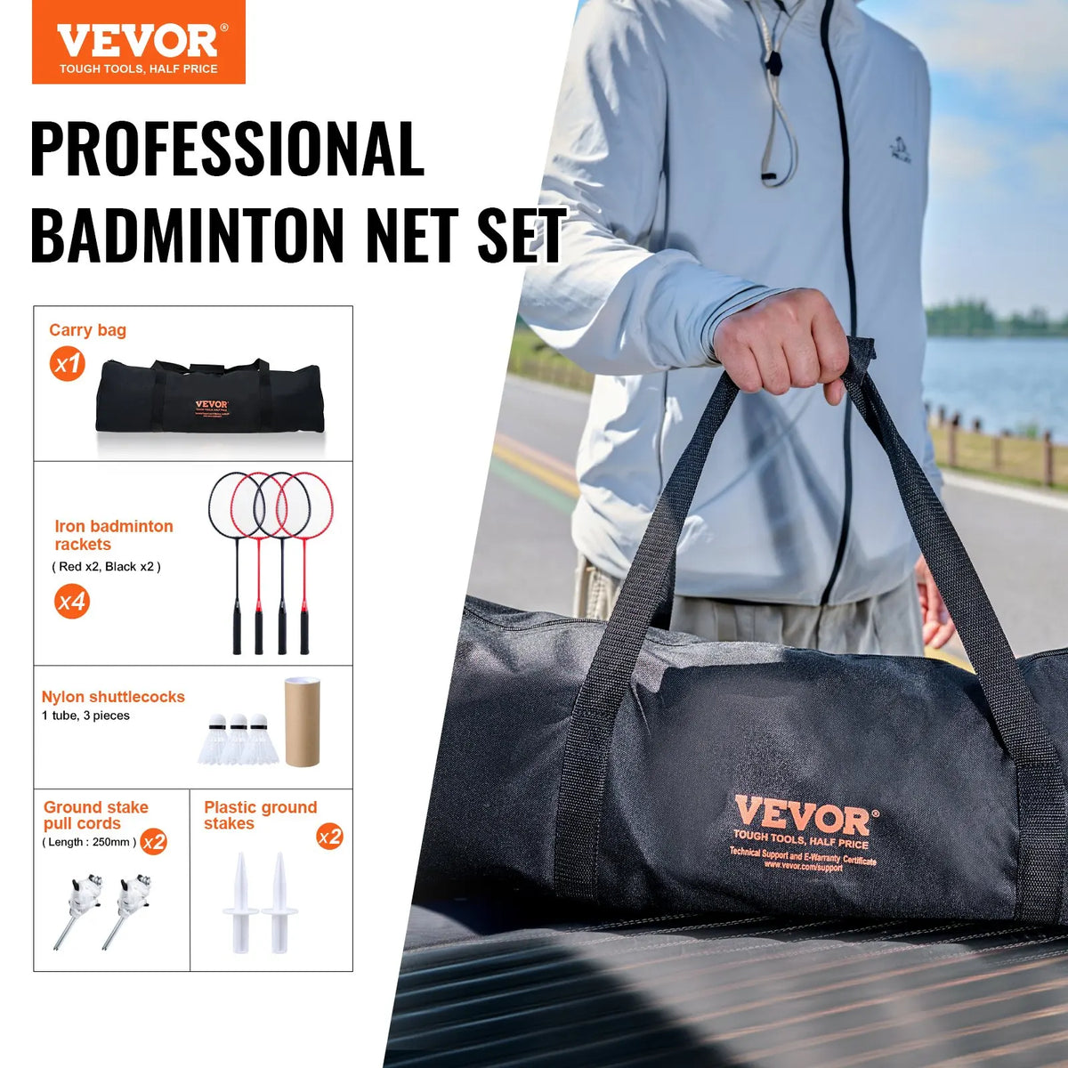 Badminton Net Set,Outdoor Backyard Beach Badminton Net,Portable Badminton Equipment Set,Adults Badminton Net with Poles